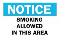 6FV58 Smoking Area Sign, 7 x 10In, BL and BK/WHT