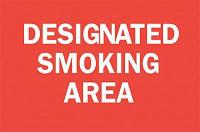 6FV74 Smoking Area Sign, 10 x 14In, WHT/R, ENG