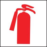 6FW42 Fire Extinguisher Sign, 7 x 7In, R/WHT, SYM