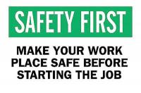 6FX97 Caution Sign, 7 x 10In, BK and GRN/WHT, ENG