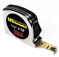 6FYA9 Tape Measure, Chrome, 1/2 In x 12 Ft