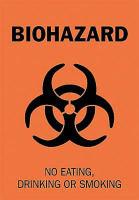 6G297 Biohazard Sign, 10 x 7In, BK/ORN, SURF