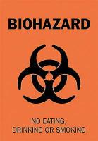 6G298 Biohazard Sign, 14 x 10In, BK/ORN, SURF