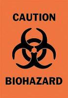 6G303 Caution Biohazard Sign, 14 x 10In, BK/ORN