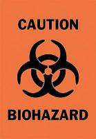 6G308 Caution Biohazard Sign, 5 x 3-1/2In, SURF