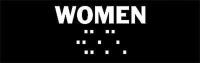 6G434 Restroom Sign, 2 x 8In, WHT/BR, Women, ENG