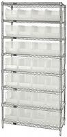 6GAP6 Bin Shelving, Wire, 36X24, 28 Bins, Clear