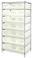 6GAP7 Bin Shelving, Wire, 36X24, 21 Bins, Clear