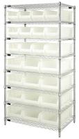 6GAP8 Bin Shelving, Wire, 36X24, 24 Bins, Clear