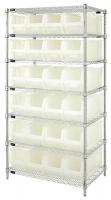 6GAP9 Bin Shelving, Wire, 36X24, 24 Bins, Clear