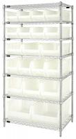 6GAR0 Bin Shelving, Wire, 36X24, 20 Bins, Clear