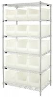 6GAR1 Bin Shelving, Wire, 36X24, 15 Bins, Clear