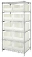 6GAR2 Bin Shelving, Wire, 36X24, 10 Bins, Clear