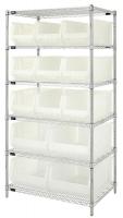 6GAR3 Bin Shelving, Wire, 36X24, 13 Bins, Clear