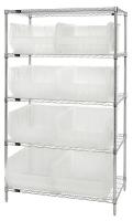 6GAR4 Bin Shelving, Wire, 42 In.W, 8 Bins, Clear