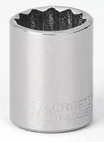 6GAX1 Socket, 1/4 Dr, 12 Pt, 1/2 In, Chrome