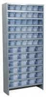 6GDG7 Shelving Unit, H79xW36xD18, 60 Clear Bins