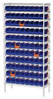 6GDK9 Bin Shelving, Wire, 36X14, 96 Bins, Blue