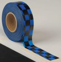 6GJL4 Flagging Tape, Blue/Blk, 300ft x 1-3/16In