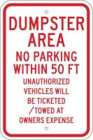 6GLY3 Parking Sign, 18 x 12In, R/WHT, ENGR GR AL