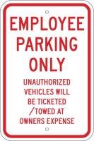 6GLY5 Parking Sign, 18 x 12In, R/WHT, ENGR GR AL