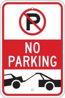 6GMP4 Parking Sign, 18 x 12In, R and BK/WHT