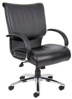 6GNN6 Executive Chair, 39 In, Leather, Black