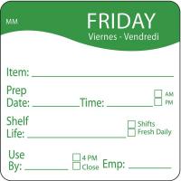 6GUR5 Day-of-The-Week Label, 3 In. W, PK 500