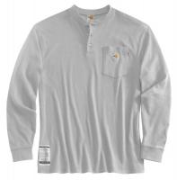 6HNC3 FR Lng Sleeve Henley Shirt, Gry, XL, Button