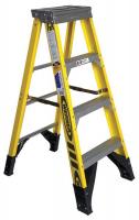 6JJ81 Stepladder, Fiberglass, 4 ft. H, 375 lb Cap