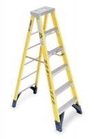 6JJ82 Stepladder, Fiberglass, 6 ft. H, 375 lb Cap