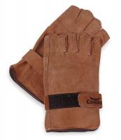 6JJ99 Leather Gloves, Fingerless, Brown, L, PR