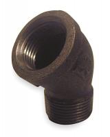 6KH99 Street Elbow, 45 Deg, 1 In, NPT, Black Iron