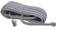 6LP23 Modular Telephone Cord, 6 Wire, Line, Flat, White, 25 ft.