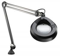 6MGH7 Round Magnifier Light, 45In Arm, Black