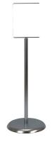 6MVF1 Sign Holder, Ped, 8-1/2x11, Metal, Chrome