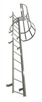 6MXT9 Fixed Ladder w/Safety Cage, 15 ft. 3 In H