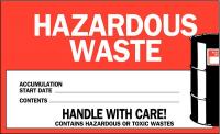 6N853 Hazardous Waste Label, 4 In. H, PK 50