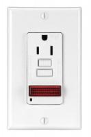 6PFT0 GFCI Receptacle, w/ Light, 15A, 125V, White