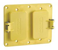 6PFV5 Cover Plate, 2 Gang GFCI, Flip Lid, Yellow