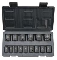 6PMJ3 Socket Set, 1/2 In Dr, SAE, Impact, 15 Pcs