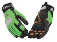 6PPF7 Mechanics Gloves, HiVis Grn/Blk/Orng, M, PR