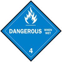 6R664 Vehicle Placard, Dangerous When Wet