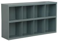 6RHH0 Pigeonhole Bin, 8 Bins, 4 Tier, Gray