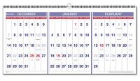 6RMR3 Wall Calendar, 3 Month, 23-1/2 x 12 In