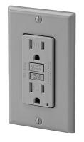 6RRD4 GFCI Receptacle, 15A, 5-15R, Gray