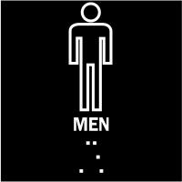 6T330 Restroom Sign, 8 x 8In, WHT/BK, Men, ENG