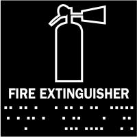 6T333 Fire Extinguisher Sign, 8 x 8In, WHT/BK