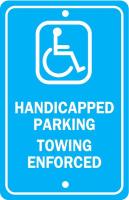 6CFE1 Parking Sign, 18 x 12In, WHT/BL, HDCP