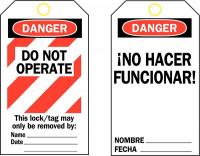 6T848 Danger Bilingual Tag, 5-1/2 x 3 In, PK25
